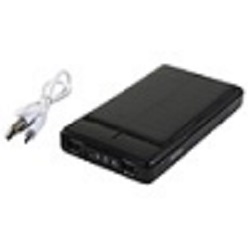 Power bank with 5000mAh battery, indicator shows battery capacity, press LED control to activate 3 x LED lights, with 2 USB connections